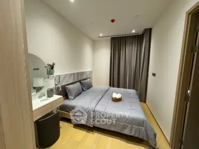 Modern bedroom with stylish decor and cozy ambiance