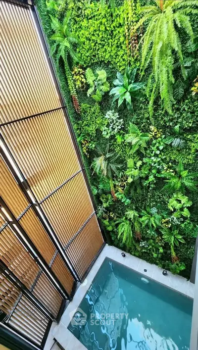 Luxurious private pool with vertical garden in modern home