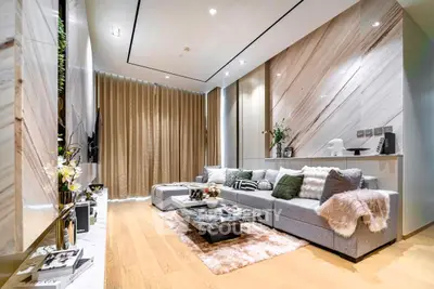 Luxurious modern living room with elegant decor and plush seating