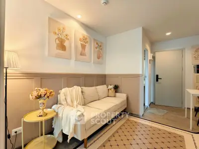 Charming living room with cozy sofa and elegant decor