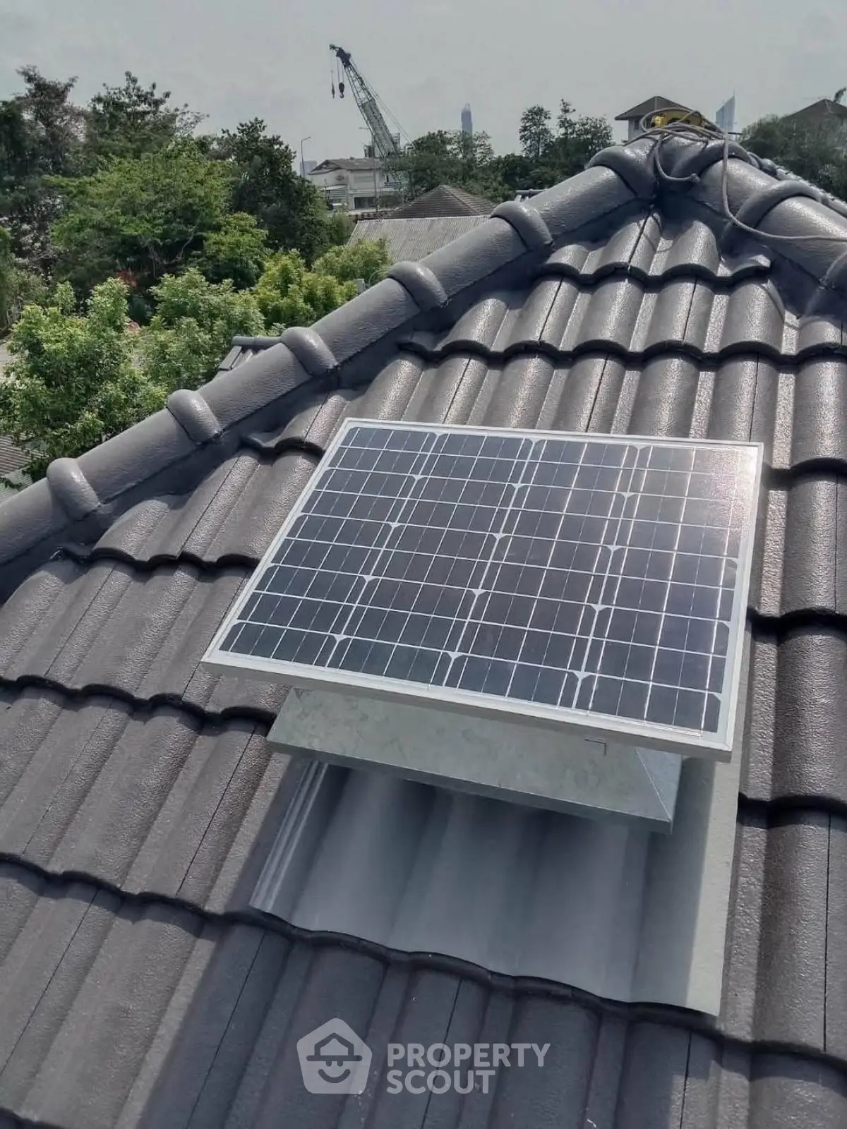 Modern rooftop with solar panel installation for sustainable energy