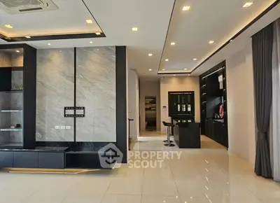 Spacious modern living room with sleek design and open layout