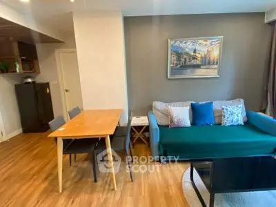 Modern living room with stylish decor and cozy seating area