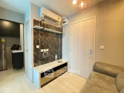 Modern living room with air conditioning and stylish decor