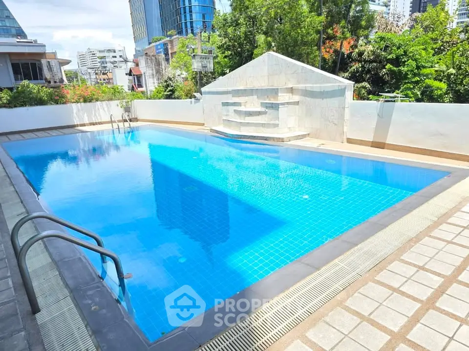 Luxurious rooftop pool with city views and modern design