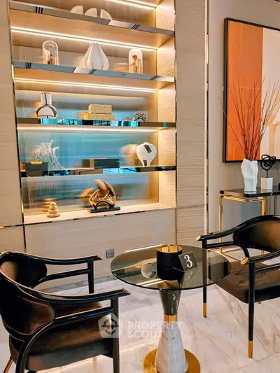 Luxurious modern living room with elegant decor and stylish furniture, perfect for sophisticated urban living.