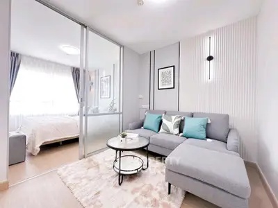 Modern living room with cozy sectional sofa and stylish decor