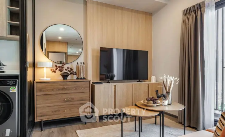 Modern living room with stylish decor and cozy ambiance