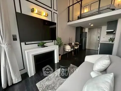 Modern loft apartment with stylish living area and mezzanine bedroom