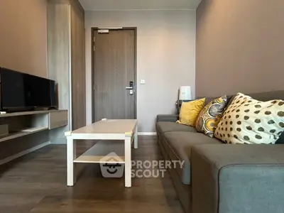 Modern living room with stylish decor and cozy seating area