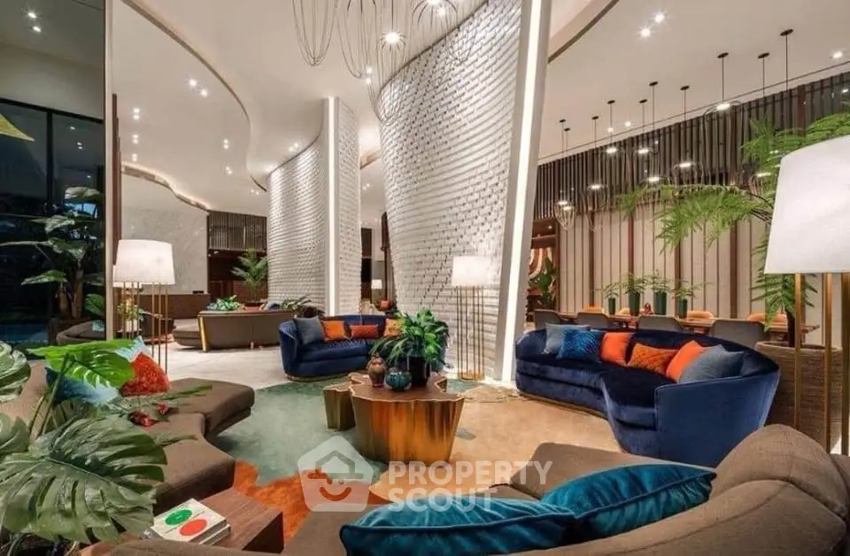 Luxurious modern living room with elegant decor and plush seating in a high-end apartment.