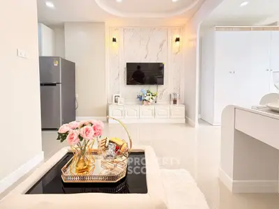 Luxurious living room with elegant decor and modern appliances