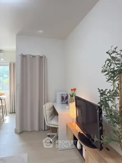 Modern living room with stylish decor and natural light