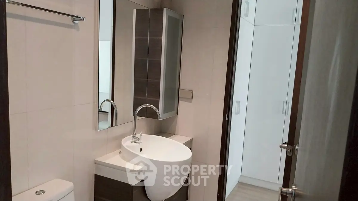 Modern bathroom with sleek fixtures and contemporary design