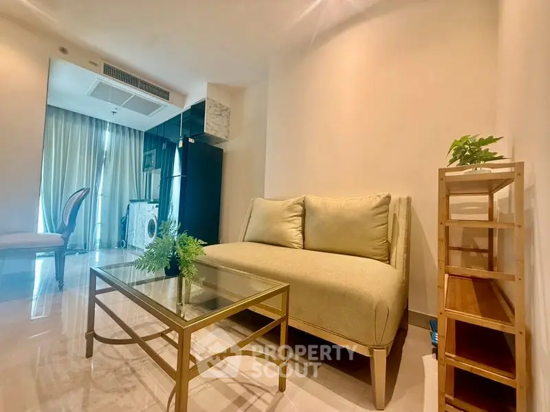Stylish living room with modern furniture and natural light