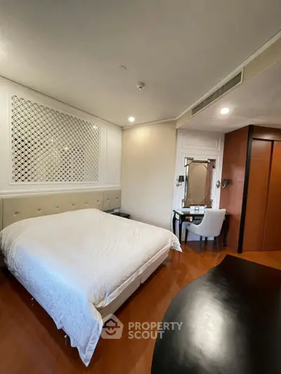 Luxurious bedroom with elegant decor and stylish furniture, perfect for a serene retreat.