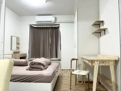 Modern bedroom with minimalist design and natural light