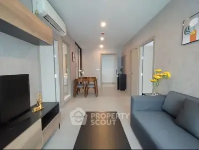 Modern living room with sleek furniture and stylish decor