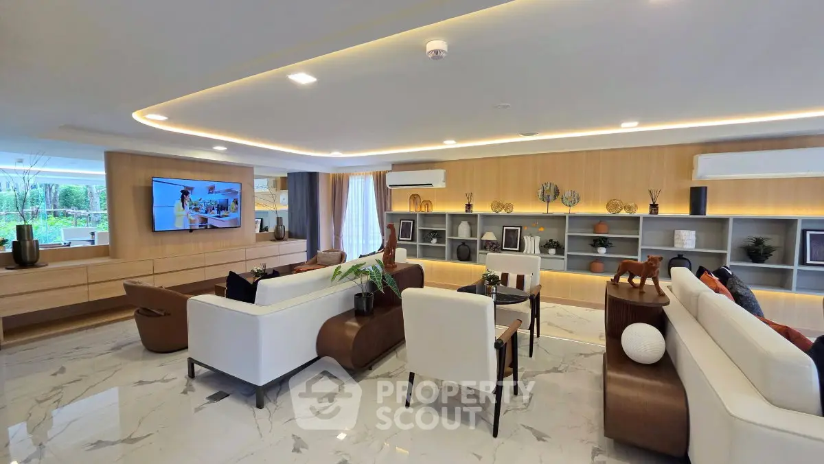 Luxurious modern living room with elegant decor and spacious seating area