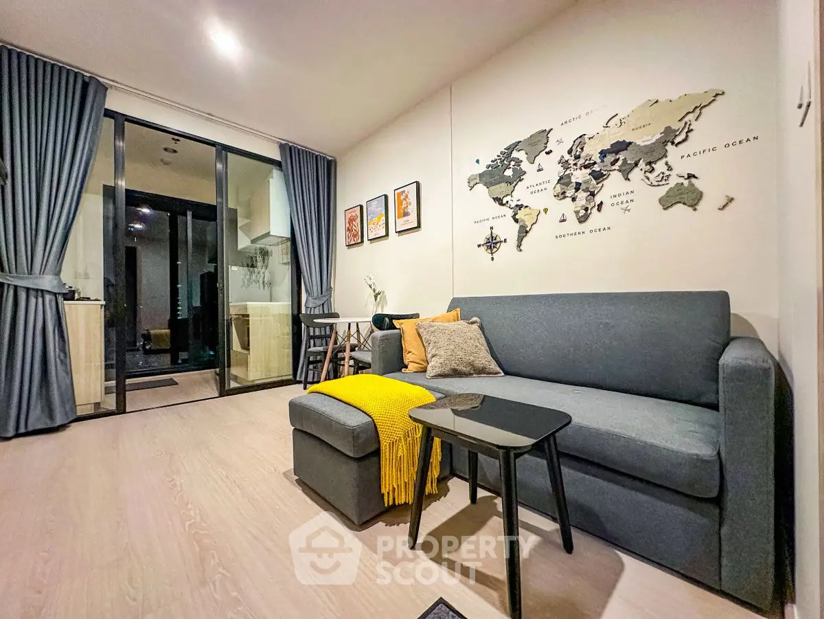Modern living room with stylish decor and cozy ambiance