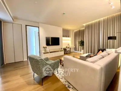 Luxurious modern living room with elegant decor and spacious layout
