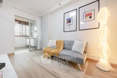 Modern living room with stylish decor and cozy seating area