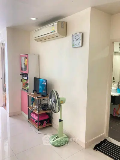 Modern living space with air conditioning and sleek decor