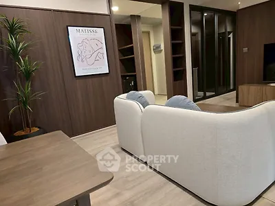Modern living room with stylish furniture and elegant decor