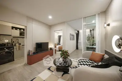 Modern living room with open layout and stylish decor
