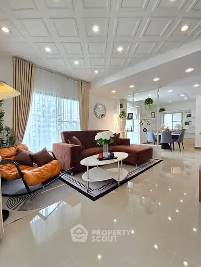 Spacious modern living room with elegant decor and open layout