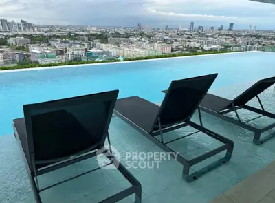 Stunning rooftop infinity pool with panoramic city skyline view