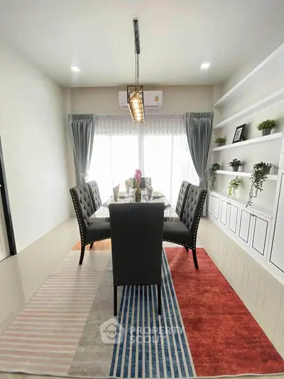 Elegant dining room with modern decor and natural light