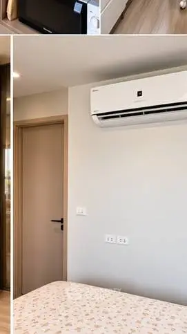 Modern bedroom with air conditioning and stylish decor