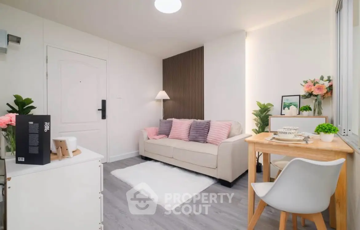 Charming modern living room with cozy sofa and stylish decor