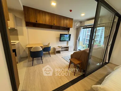 Modern studio apartment with open layout and stylish furnishings