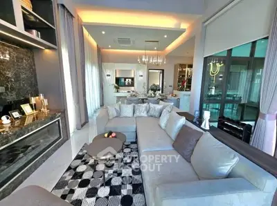 Luxurious living room with modern decor and open layout