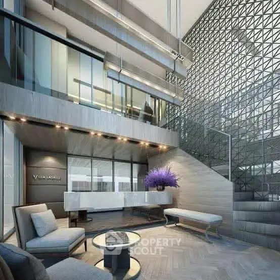 Luxurious modern lobby with elegant seating and stunning architectural design