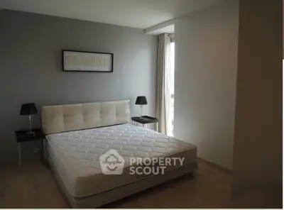 Modern minimalist bedroom with natural light and stylish decor