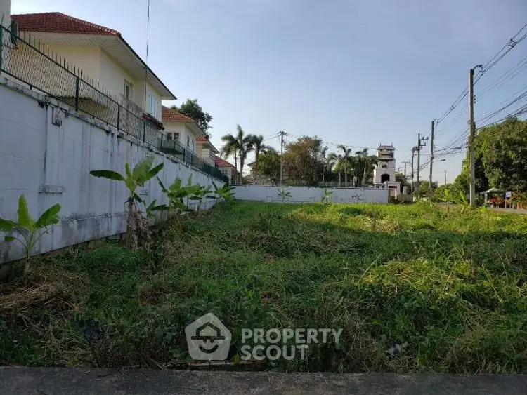 Spacious vacant land with lush greenery and potential for development.