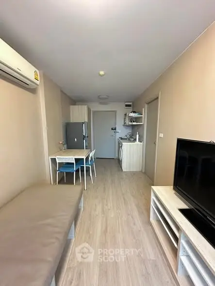 Modern apartment interior with open layout and stylish furniture