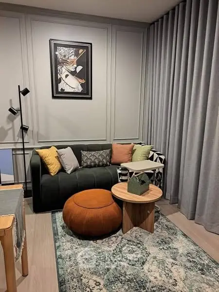Stylish modern living room with cozy sofa and chic decor