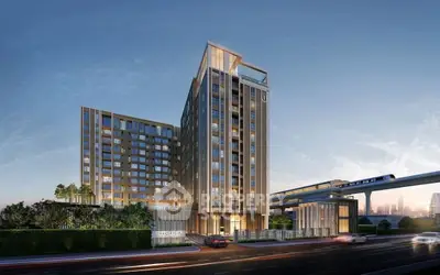 Modern high-rise building with sleek design and urban surroundings, ideal for city living.