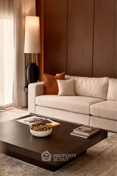 Elegant living room with modern sofa and stylish decor
