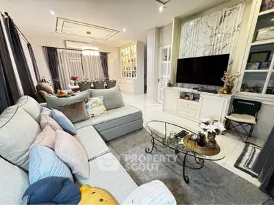 Luxurious living room with elegant decor and spacious seating area