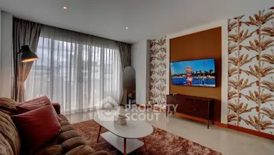 Stylish living room with modern decor and large window