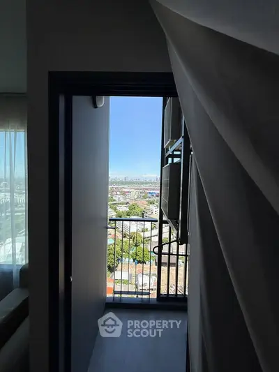 Stunning balcony view with cityscape, perfect for urban living enthusiasts.