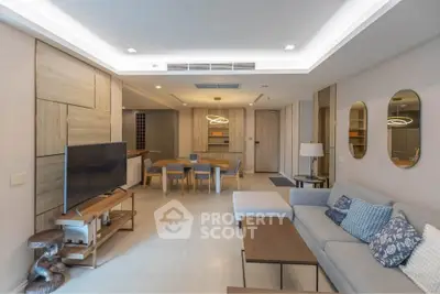 Spacious modern living room with elegant decor and open layout