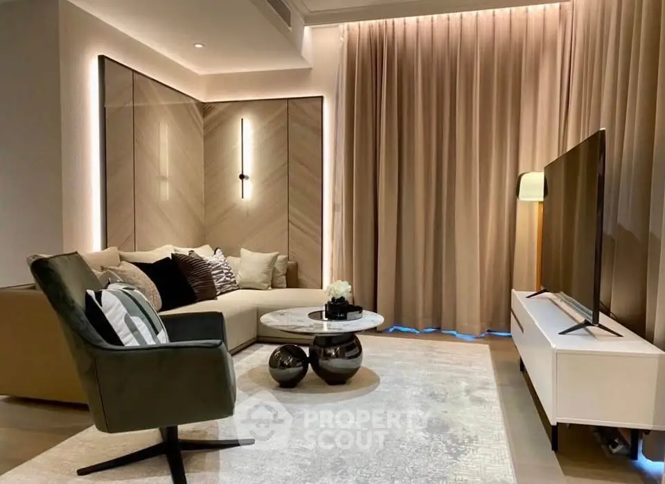Luxurious modern living room with elegant decor and stylish furniture