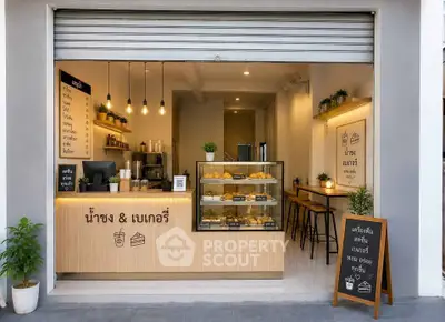 Charming bakery storefront with inviting interior and display of fresh pastries.