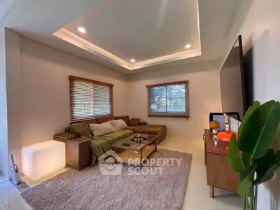 Modern living room with cozy sectional sofa and stylish decor